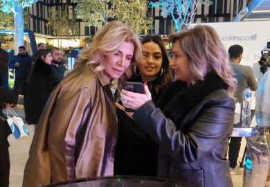 Carole Samaha and Iman Al-Assi from yesterday’s Grand Opening of Bioskinspa in Egypt.