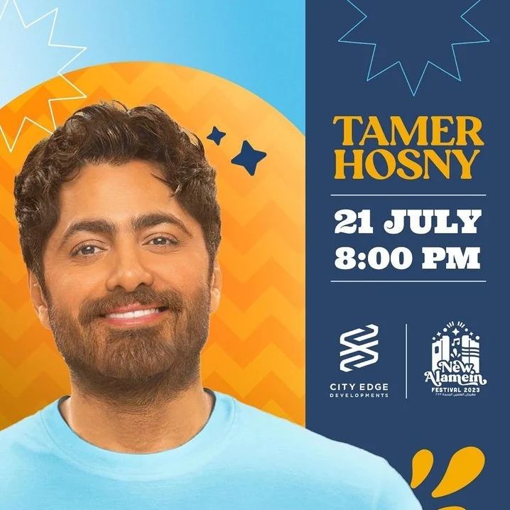 Happening this weekend Friday the 21st of July at 8pm ,live concert by the superstar Tamer Hosny in North Coast at New Alamein Festival!