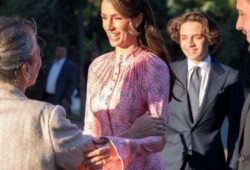Princess Rajwa and Crown Prince Hussein, Jordan’s newlywed royal couple, attended a family wedding last Thursday.
