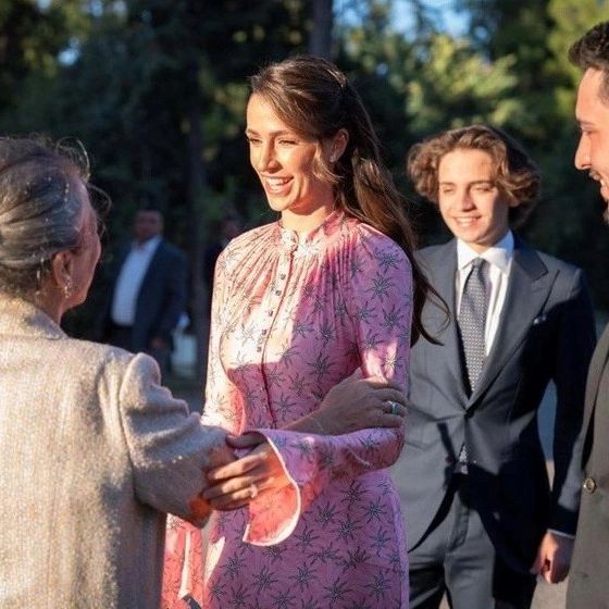 Princess Rajwa and Crown Prince Hussein, Jordan’s newlywed royal couple, attended a family wedding last Thursday.