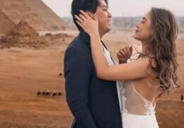 Beautiful Filipino star @maja and then fiance @rambonunez at the Great Pyramids of Giza for a forever captured moment!
