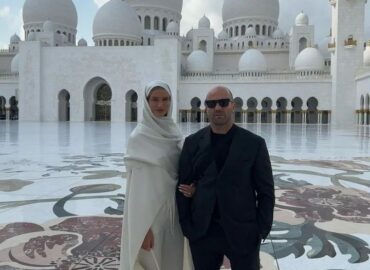 Jason Statham and wife Rosie HW seen at the Grand Mosque in Abu Dhabi.