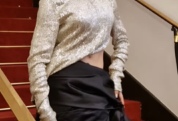 Dont we just love the stunning gessicakayane minutes before the stephanerolland_paris Couture SS24 Show !