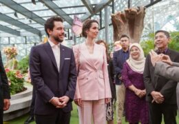 Jordan’s Crown Prince Hussein bin Abdullah and Princess Rajwa Al-Hussein were present at Gardens by the Bay in Singapore on Friday to celebrate the opening of a Jordanian exhibition.