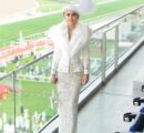 Dubai based public figure @tamaraah effortlessly charming in Tony Award Couture at the Dubai World Cup