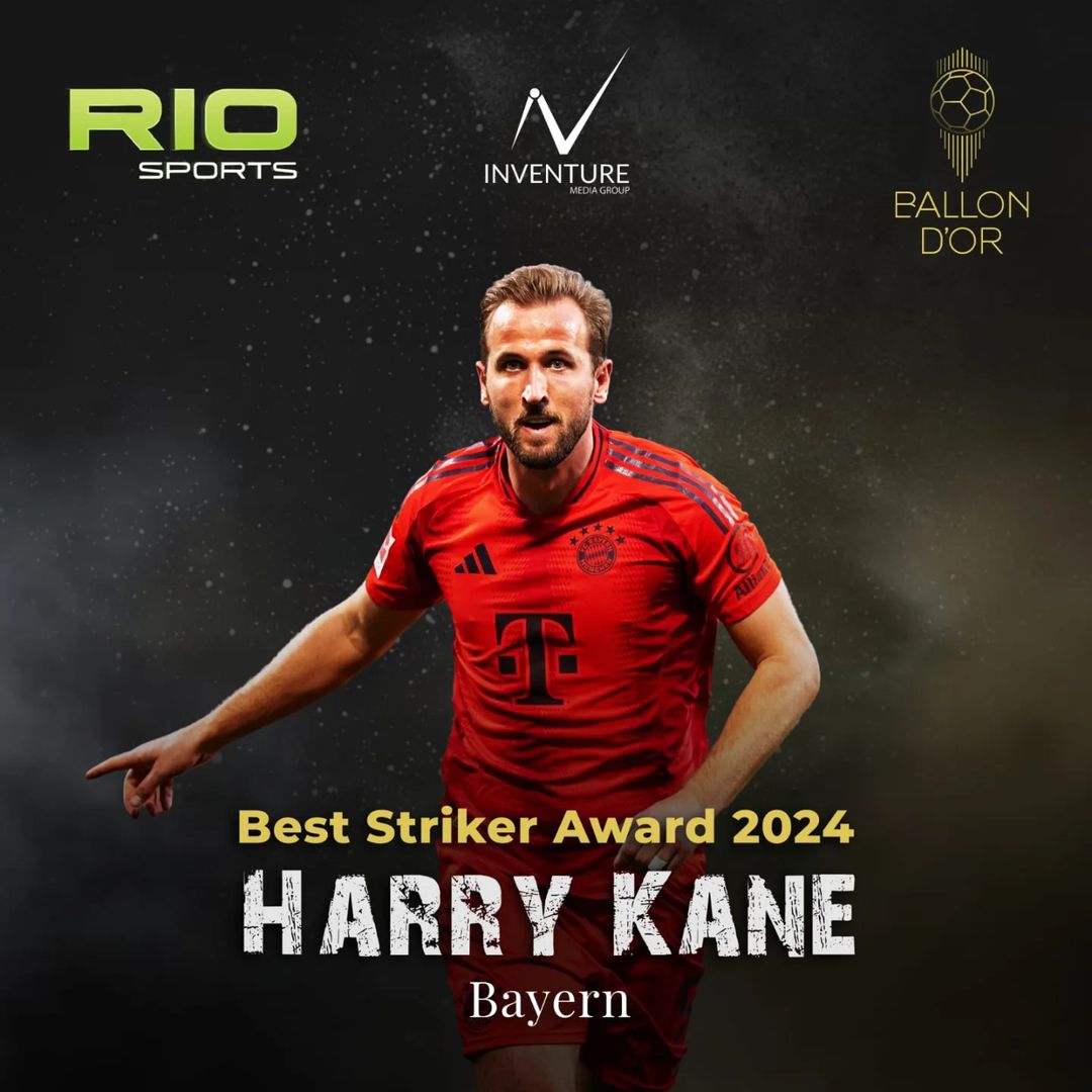 An unstoppable force on the field! Congratulations to Harry Kane for winning the Best Striker award at the #BallonDor – a testament to his skill, dedication, and unmatched talent. Keep raising the bar!