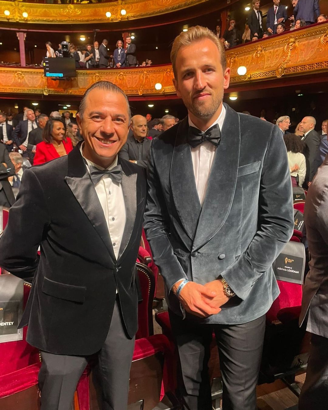 Mohamed Talaat, founder of Rio Sports Magazine, with Harry Kane at the Ballon d’Or ceremony,Luis Figo, Joan Laporta and Cafu. What an iconic moment in sports!