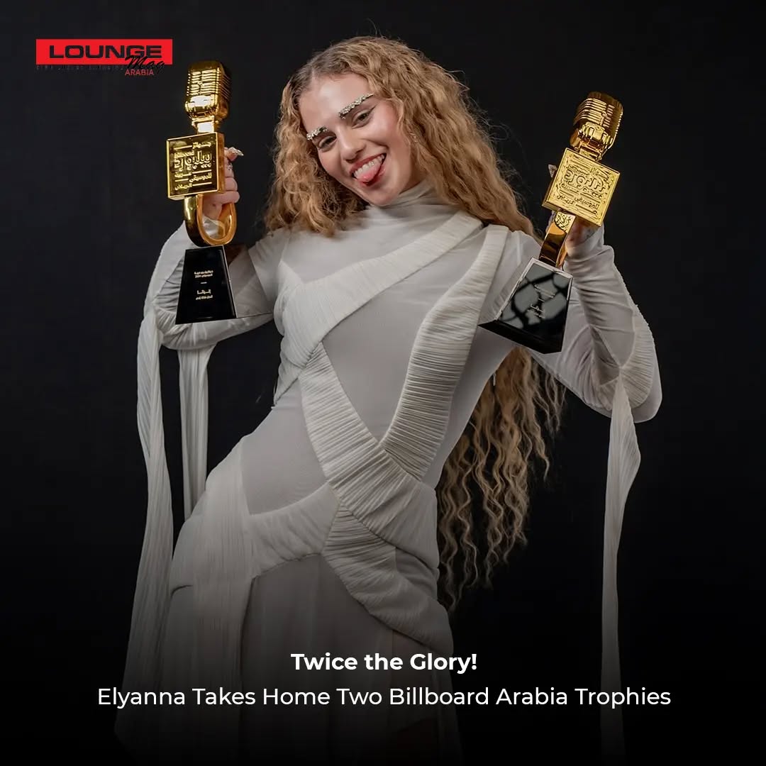 Twice the glory, twice the shine! Elyanna steals the spotlight, taking home two Billboard Arabia trophies last night. A well-deserved win for a true star lighting up the music scene!