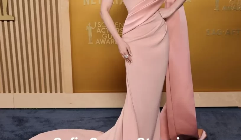 Red carpet royalty! Sofia Carson stuns in an ethereal Elie Saab masterpiece at the #SAGAwards, embodying elegance, grace, and timeless glamour. A true vision in couture!