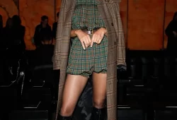 The Saint Laurent Fall/Winter 2025 show in Paris yesterday was a star-studded event that drew numerous celebrities and fashion enthusiasts. Creative director Anthony Vaccarello presented a collection featuring vibrant evening mini dresses and voluminous gowns in hues like marigold orange, fuchsia, teal, and yellow.