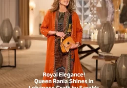 Royal elegance meets Lebanese artistry!  Queen Rania stuns in a timeless ensemble by Sarah’s Bag—a true celebration of heritage and craftsmanship.