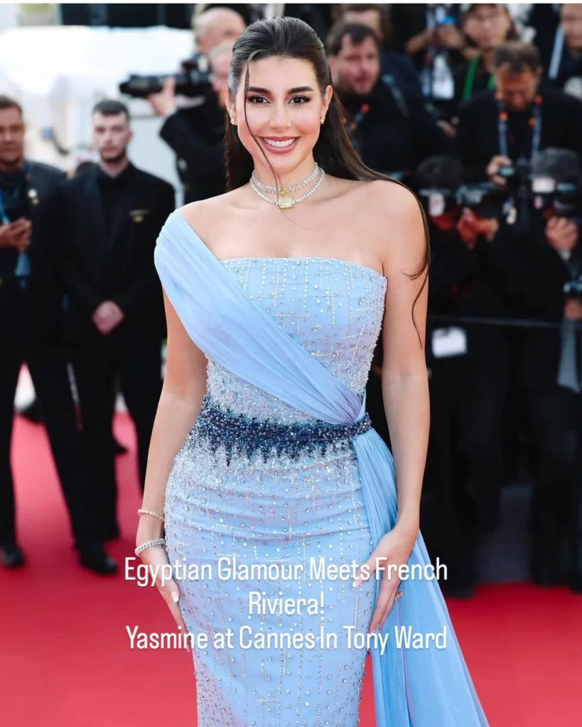 Egyptian beauty Yasmine Sabri graces the Cannes Red Carpet in an elegant Tony Ward creation.