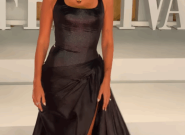 Amina Khalil radiates pure elegance in a customized Lebanese creation by Rami Kadi, perfectly accentuated with a statement luxury necklace by Iram Jewelry — a vision of modern glamour