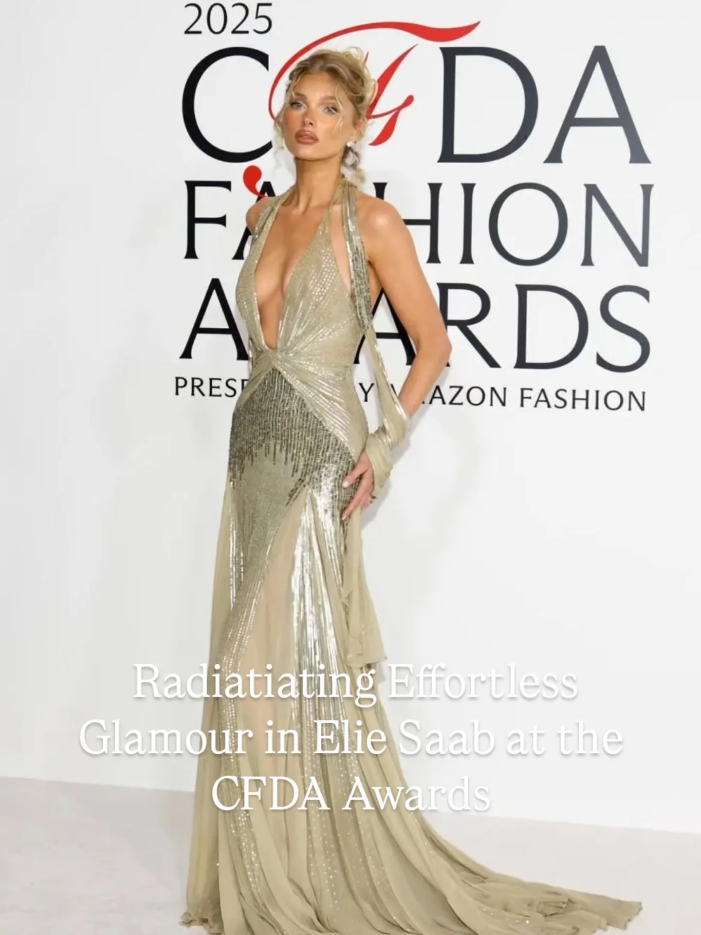 A timeless silhouette, a modern muse.@hoskelsa captivates in a breathtaking Elie Saab gown at this year’s @cfda blending couture craftsmanship with contemporary allure.