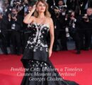 Penélope Cruz closed Cannes with timeless couture elegance, stepping out in an archival Georges Chakra creation from the Fall/Winter 2012–2013 Couture collection. A striking balance of drama and sophistication, the black silk gown featured a sculpted corseted bodice adorned with intricate black and white featherwork appliqué, while the statement bell-shaped overskirt revealed a fitted mermaid silhouette flowing into a sweeping train. A true red carpet moment where archival fashion once again proved its enduring magic.