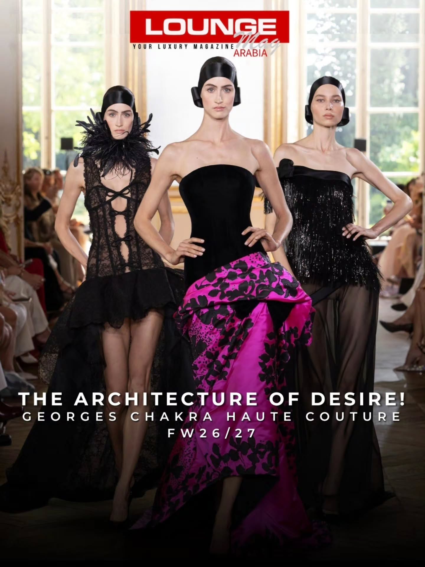 When couture reveals its soul. Georges Chakra’s Fall/Winter 2026/27 Haute Couture collection is a captivating exploration of strength, seduction, and the beauty of impeccable construction. Exposed corsetry, sculptural silhouettes, and extraordinary artisanal craftsmanship transform every look into a statement of modern elegance, where every detail tells a story. Rooted in timeless black and punctuated by bold bursts of crimson, cobalt, and fuchsia, the collection reminds us that true beauty lies not only in what we see, but in the emotion it leaves behind long after the runway fades.