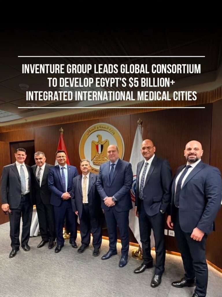 Key Drivers of the Project:- 100% Foreign Direct Investment ($5B+): Demonstrates strong global confidence in Egypt’s investment ecosystem and economy.- Global Medical Tourism Hub: CADMED alone is projected to welcome over 3 million international medical tourists within its first 3 years of operation, supported by integrated recovery resorts and specialized accommodation in New Alamein.- Universal Health Access: A designated allocation of hospital beds will directly support Egypt's Universal Health Insurance System for Egyptian citizens.- Sustainable & Cognitive Design: Driven by green financing framework, renewable energy systems, and ESG-compliant infrastructure to set a global benchmark in sustainable healthcare urban planning.- World-Class Global Alliance: Under Inventure Group's umbrella, premier developers, equipment manufacturers, hospital operators, EPC contractors, and cognitive city leaders have joined forces, including HDH, HDH Investments, IIG Investments, InfraNexus, Pizzarotti, AVIC, CSEC, The Advisory Group, ICB, MV Project, Inventure Capital, Inventure Medical, Inventure Digital Group, Inventure Education, Finnish British Consortium for International Education, and MTS/Inspur, as part of the Inventure Group consortium in addition to other international companies assigned by Inventure Group.Mr. Karim Nakhle emphasized that this alliance reflects deep international trust in Egypt's market potential, delivering an end-to-end operational framework that accelerates the Egyptian government's vision for world-class, sustainable healthcare infrastructure.Prime Minister Madbouly has directed the immediate creation of the joint working group between the key ministries and Inventure Group, under the supervision of the Prime Minister and in line with Presidential Directive No. 7088 issued by President Abdel Fattah El-Sisi on the 6th of June 2026 awarding the development to Inventure Group, to finalize, materialize, start immediately, and expedite the start and development of these groundbreaking projects.This initiative is in line and alignment with Arab League and Arab League partners association for sustainable development and ESG guidelines.