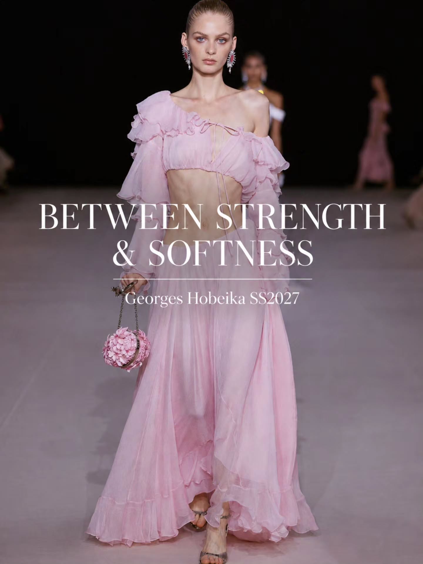 Georges Hobeika SS27 explores the many faces of femininity.Under the artistic direction of Georges and Jad Hobeika, structure gives way to fluidity, architectural volumes soften into near-liquid silhouettes, and draping opens into delicate transparency.